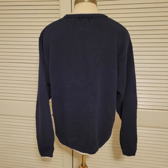 Northington Vintage Floral Embroidered Cardigan Women's XL Navy Blue Open Front - Picture 2 of 10